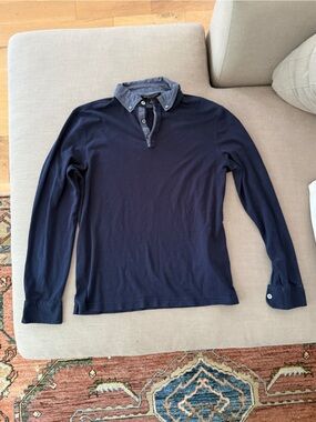 Banana Republic Navy Polo with Contrast Collar Trim